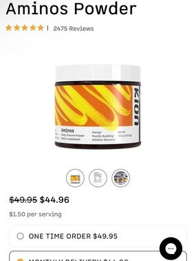 Kion amino acid powder. Sealed jar 
Mango flavored